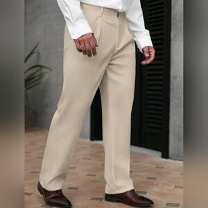 BNWT Manfinity Men's Beige Pleated Dress Trousers